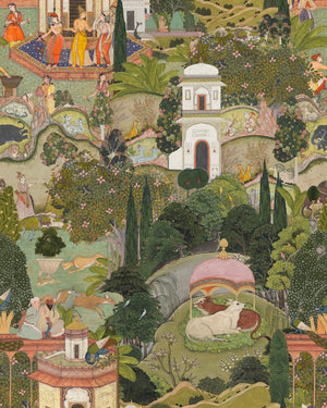 Gardens of Jaipur wallpaper in Multi by Natty & Polly, full pattern view