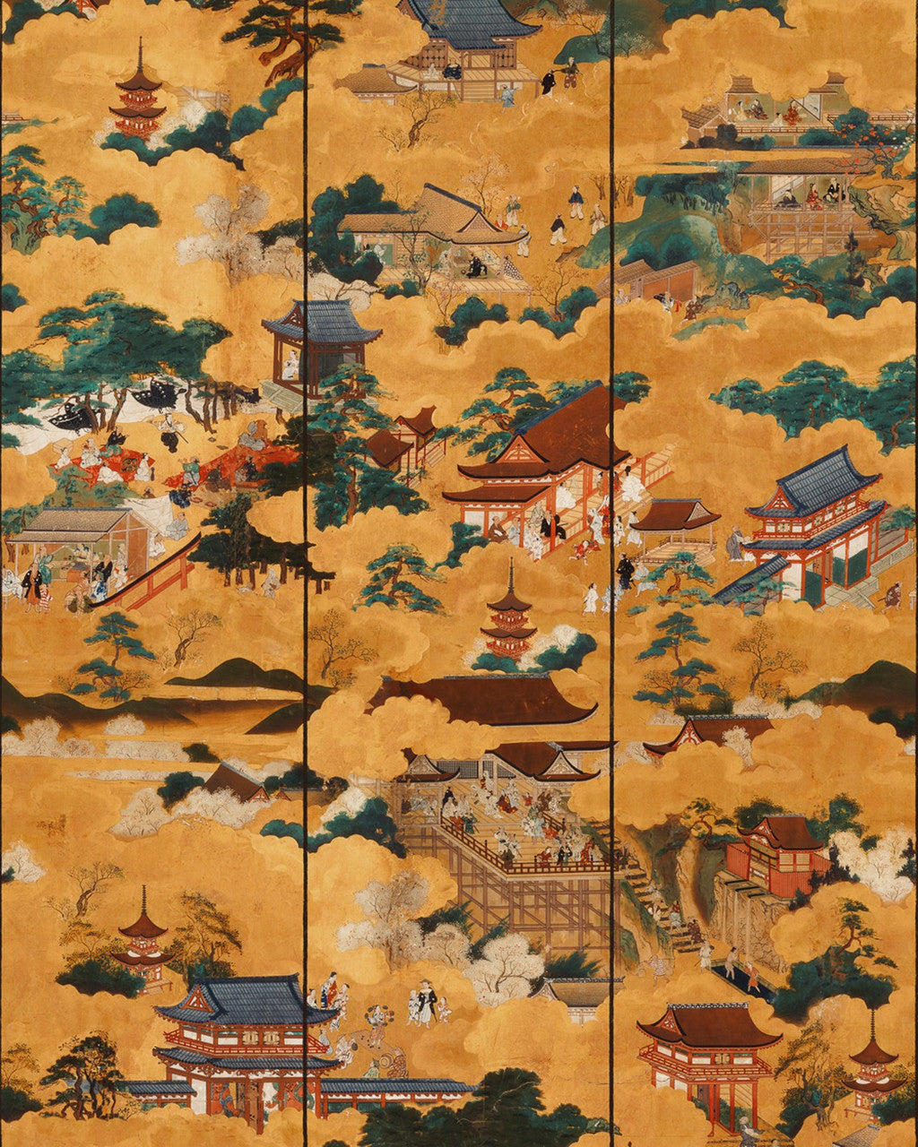 Floating World wallpaper in Golden Yellow by Natty & Polly, full pattern view