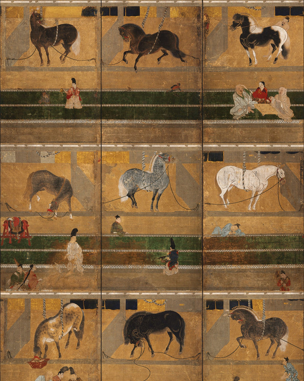 Horse Stable Wallpaper in Golden Brown, Cocolea Natty & Polly, , ,