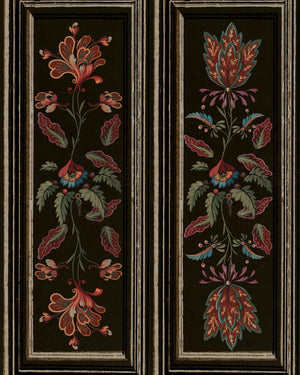 Tyrolean Panel wallpaper in Black Multi by Natty & Polly, full pattern view