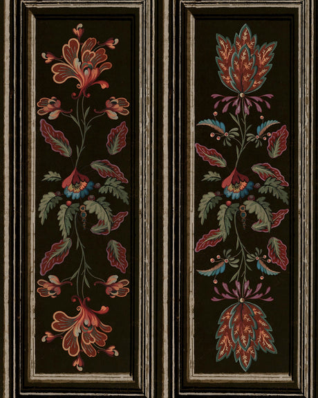 Tyrolean Panel wallpaper in Black Multi by Natty & Polly, full pattern view