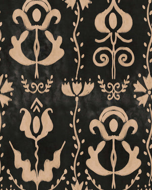 Grandma's Stencil Wallpaper, Cocolea Natty & Polly, Anthracite, Per roll (52 cm × 10 m),