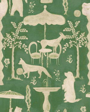 The Hidden Realm Wallpaper, Cocolea Natty & Polly, Emerald Green, Per roll (52 cm × 10 m),