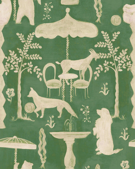 The Hidden Realm Wallpaper, Cocolea Natty & Polly, Emerald Green, Per roll (52 cm × 10 m),