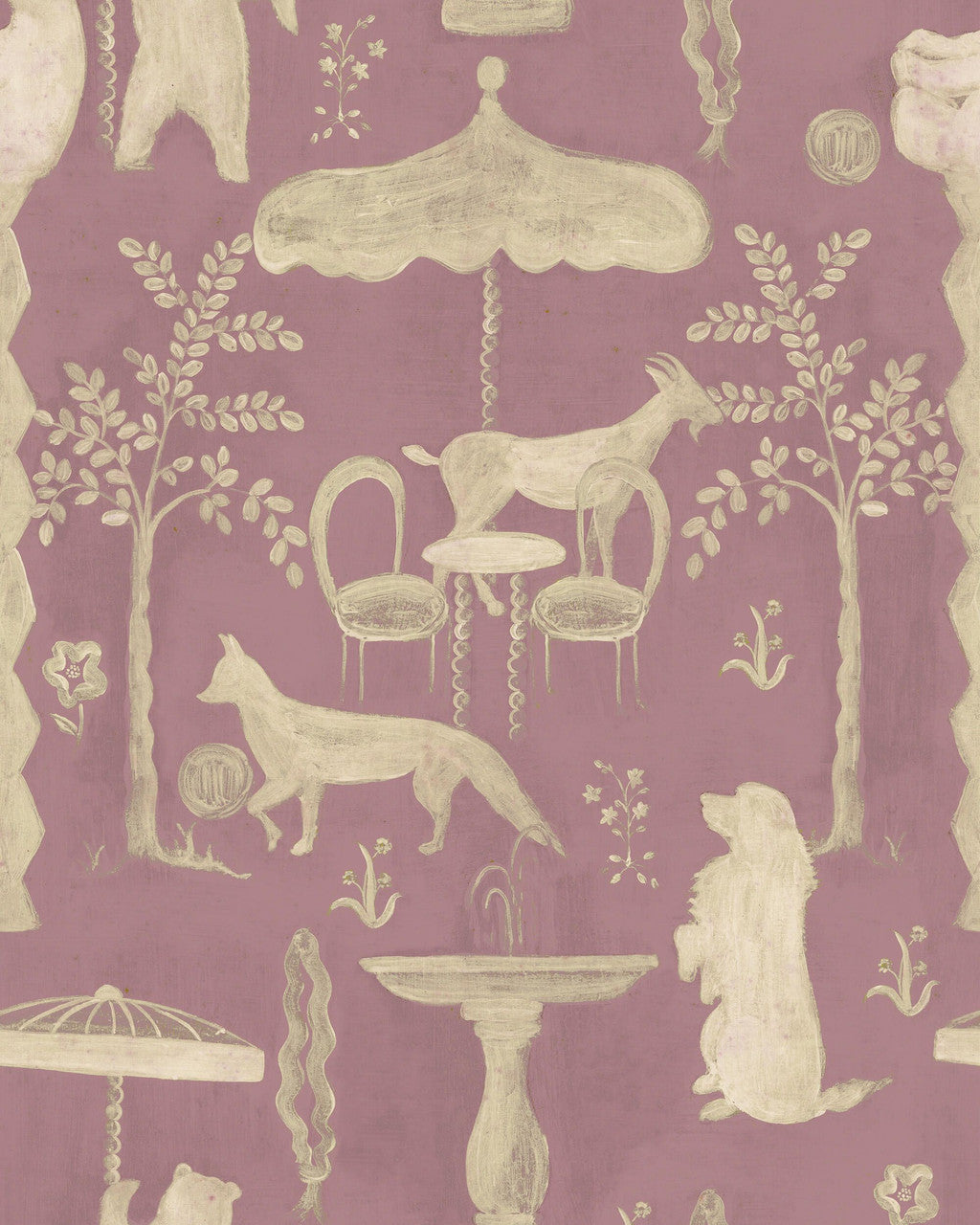 The Hidden Realm Wallpaper, Cocolea Natty & Polly, Mauve, Per roll (52 cm × 10 m),