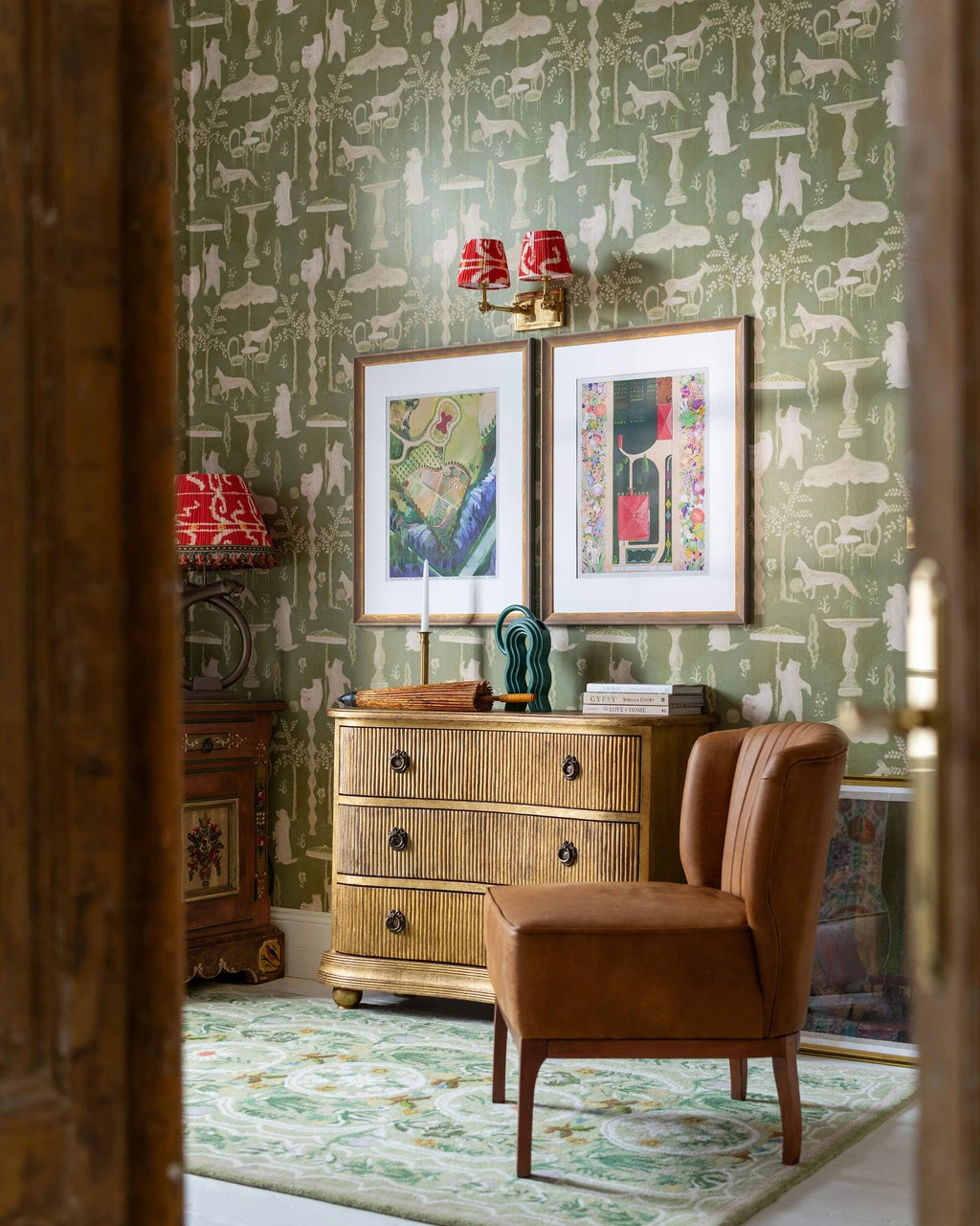 The Hidden Realm Wallpaper, Cocolea Natty & Polly, Sage, Per roll (52 cm × 10 m),