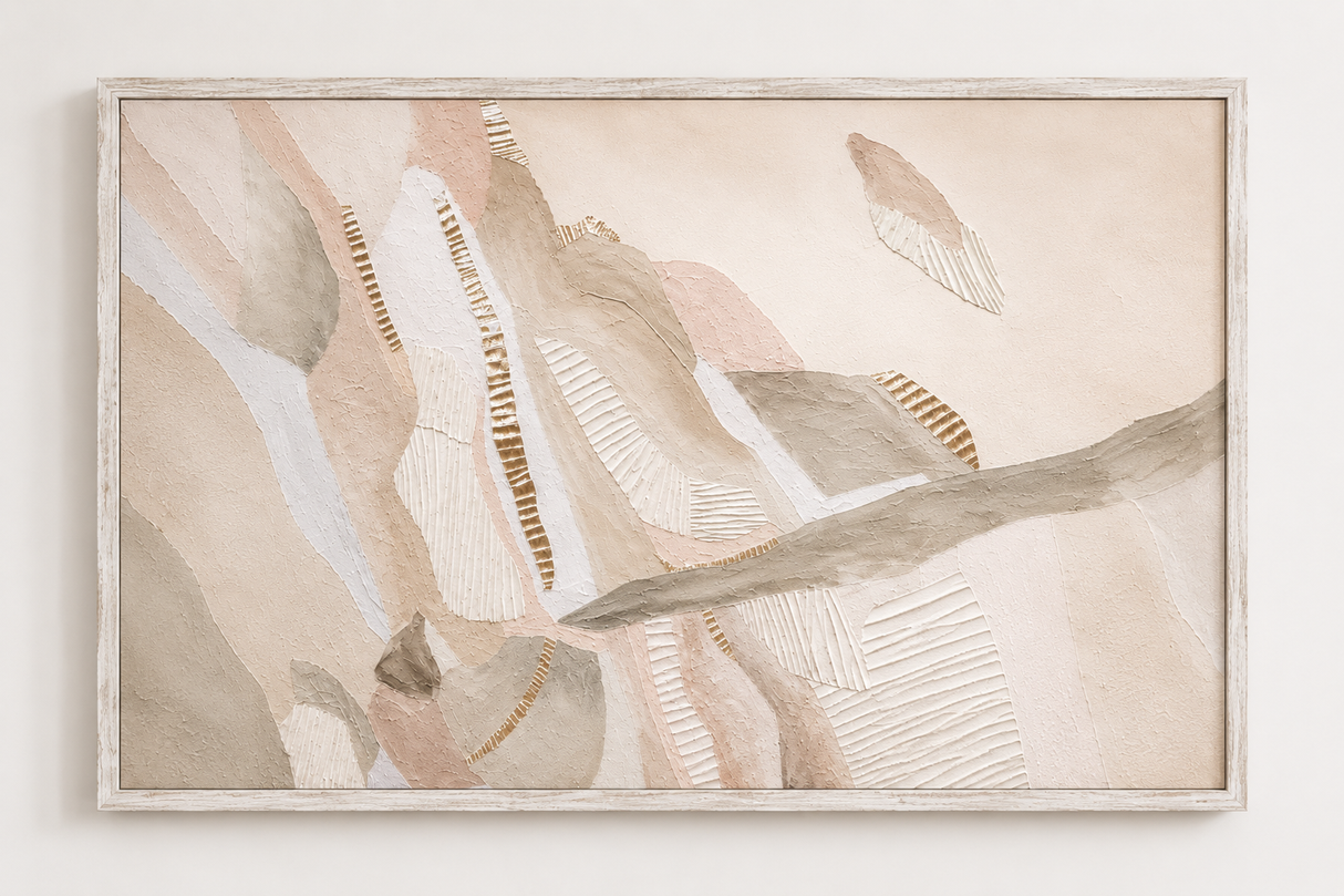 Whispered Terrain I | Luxury Textured Abstract Wall Art | Handcrafted 3D Acrylic Neutral Canvas