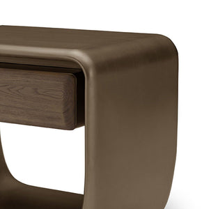 Corix Brass Nightstand with Light Grey Elm Drawer, Maison Debrah, , ,
