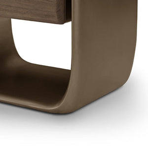 Corix Brass Nightstand with Light Grey Elm Drawer, Maison Debrah, , ,