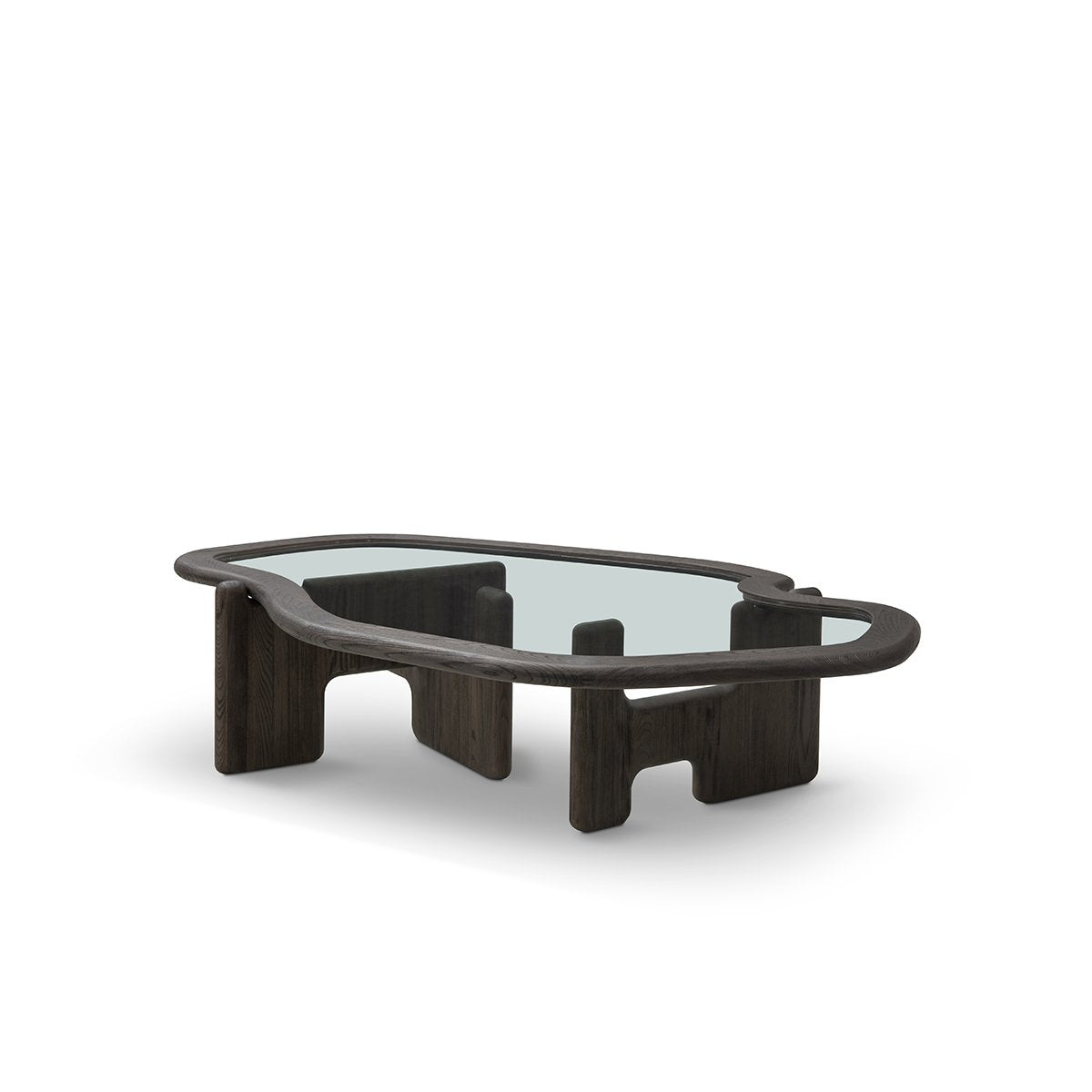 Palrin Oval Glass Coffee Table with Dark Grey Solid Elm Frame, Maison Debrah, , ,