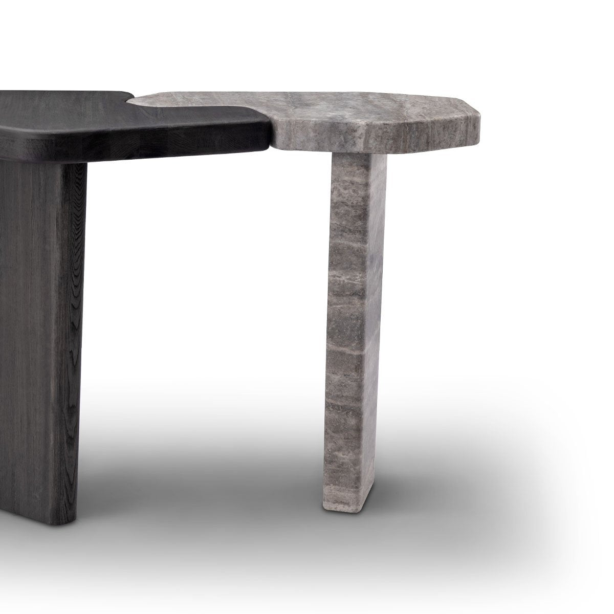 Maison Debrah Varlen console table, dark elm and travertine — view 4