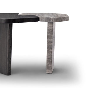 Maison Debrah Varlen console table, dark elm and travertine — view 4