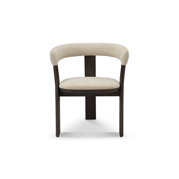 Eslor Barrel Back Dining Chair in Cream Fabric & Dark Elm, Maison Debrah, , ,