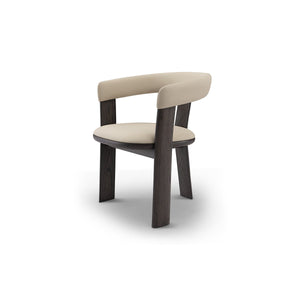 Eslor Barrel Back Dining Chair in Cream Fabric & Dark Elm, Maison Debrah, , ,
