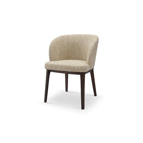 Lorien Barrel-Back Oatmeal Bouclé Dining Chair with Wood Legs, Maison Debrah, , ,