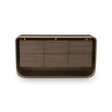 Maison Debrah Solix low drawer cabinet in brass metallic with light grey elm drawer fronts