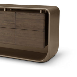 Maison Debrah Solix low drawer cabinet in brass metallic with light grey elm drawer fronts — view 4