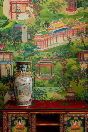 Yuyuan Wallpaper in Green, Cocolea Natty & Polly, , ,