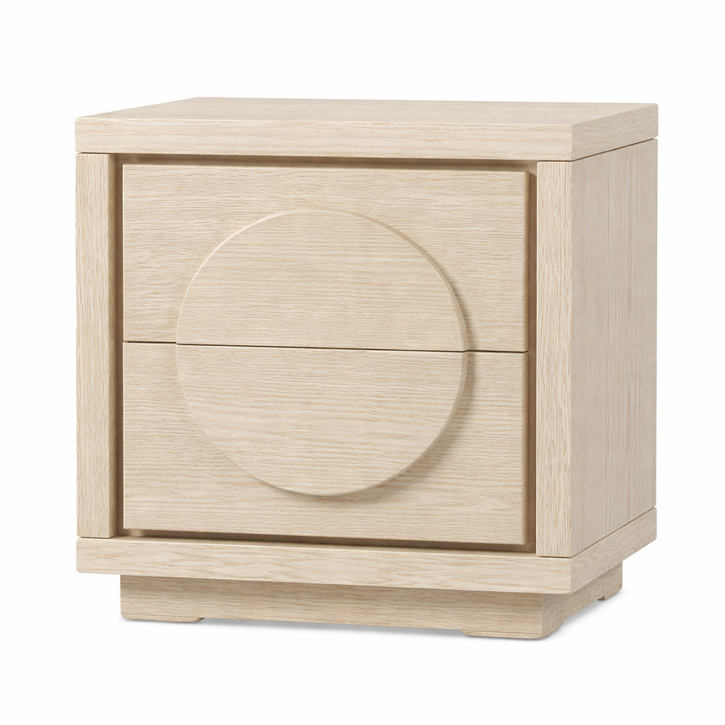 Bondi Curve Oak Bedside Table | Contemporary Light Oak Whitewash Designer Nightstand, Cocolea, , ,