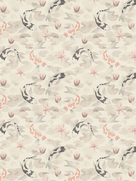 Koi wallpaper in Beige by Natty & Polly, full pattern view
