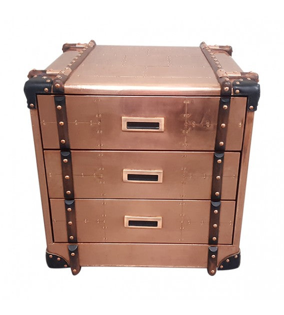 Aviator Copper Bedside Table with Drawers, Cocolea, , ,