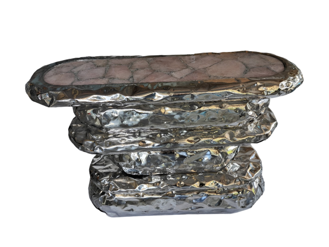 Stonehenge Console - Chrome & Pink Quartz, Cocolea, , ,