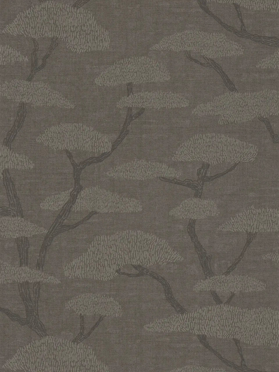 Chinoiserie Tree wallpaper in Charcoal by Natty & Polly, full pattern view