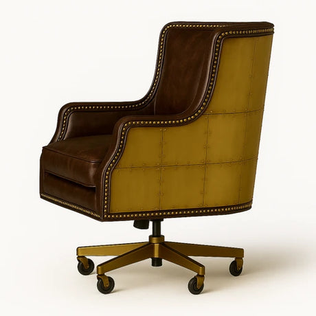 The Lexington Brass-Back Executive Chair — Leather, Cocolea, , ,