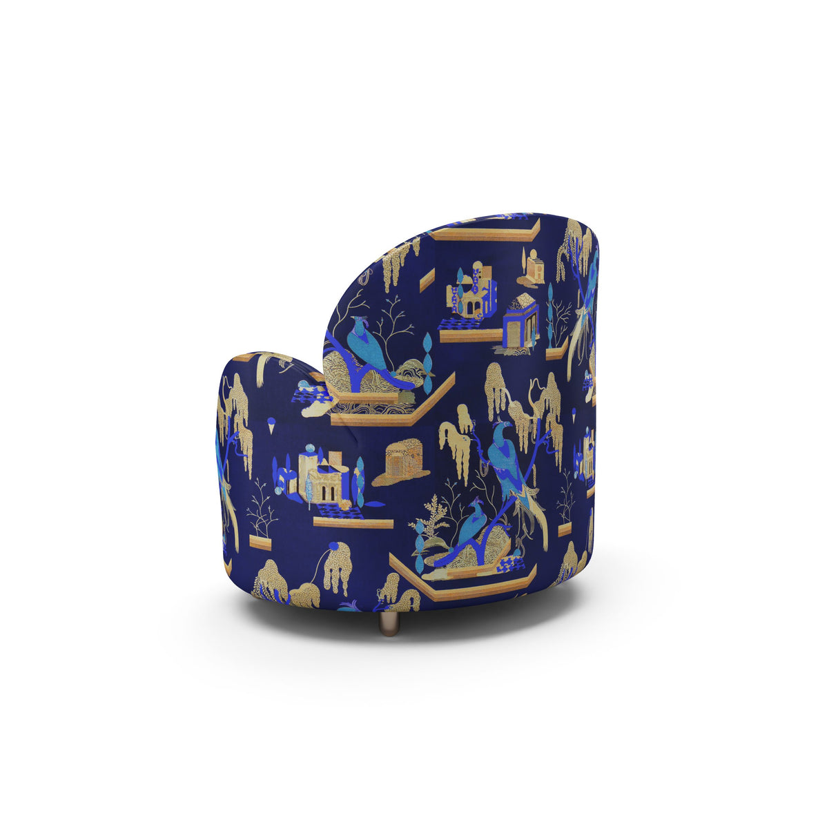 Strings Armchair - Plush Blue Jacquard Fabric, Cocolea, , ,