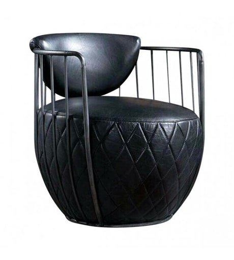 Bubble Black Vintage Leather and Iron Armchair, Cocolea, , ,