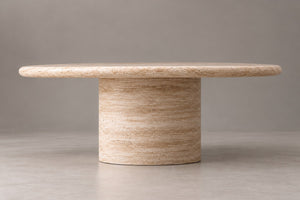 Cascadia Bullnose Round Travertine Coffee Table – 100 cm, Cocolea, , ,