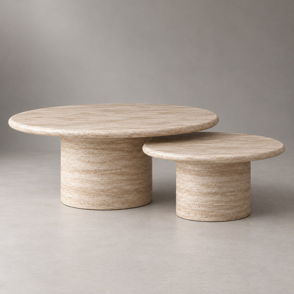 Cascadia Bullnose Travertine Nesting Coffee Tables – Set of 2, Cocolea, , ,
