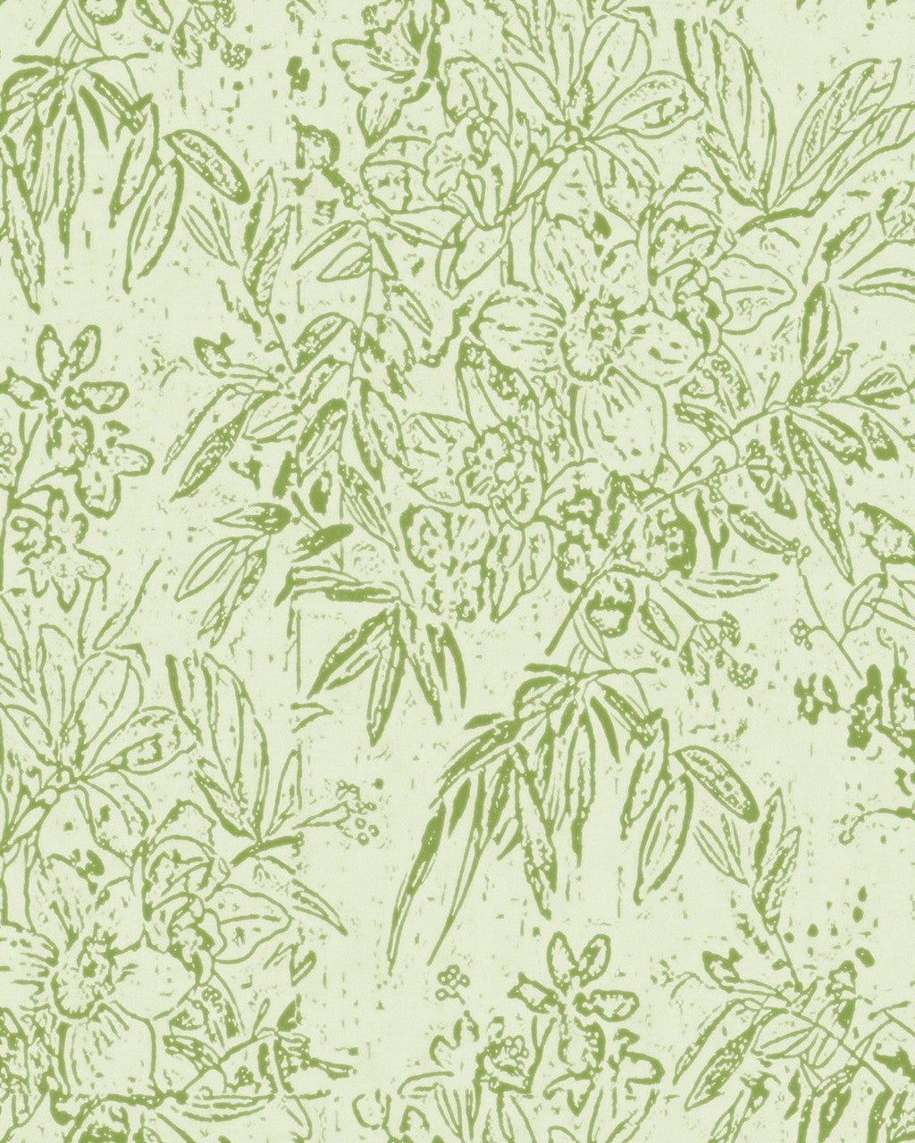 Cherry Orchard wallpaper in Green by Natty & Polly, full pattern view