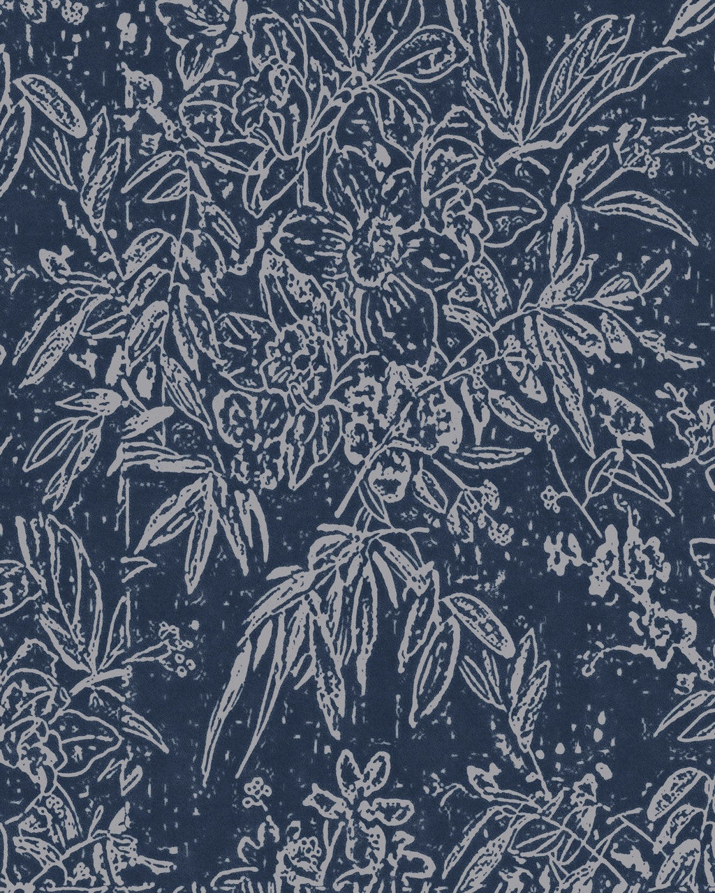 Cherry Orchard wallpaper in Indigo by Natty & Polly, full pattern view