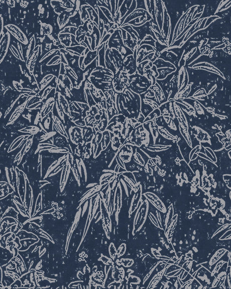 Cherry Orchard wallpaper in Indigo by Natty & Polly, full pattern view