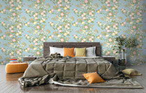 Chinese Floral wallpaper in Garden by Natty & Polly, styled in an interior