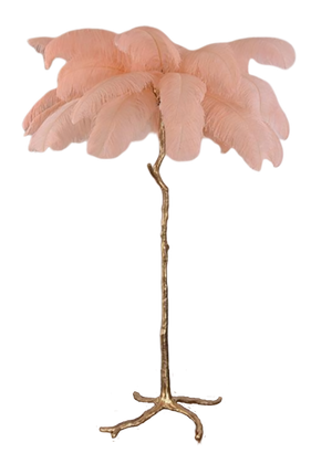 Ostro Genuine Ostrich Feather Brass Floor Lamp, Cocolea, , ,