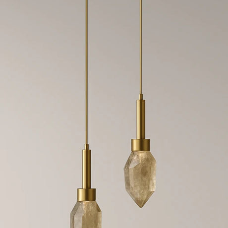 Andara Smokey Quartz Duo Adjustable Pendant —Brushed Brass, Cocolea, , ,