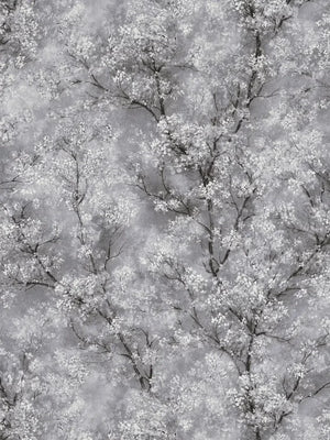 Chinoiserie Tree wallpaper in Dark Grey by Natty & Polly, full pattern view