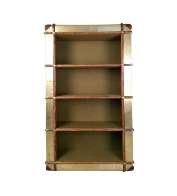 Turbojet Brass, Wood and Canvas Bookshelf, Cocolea, , ,