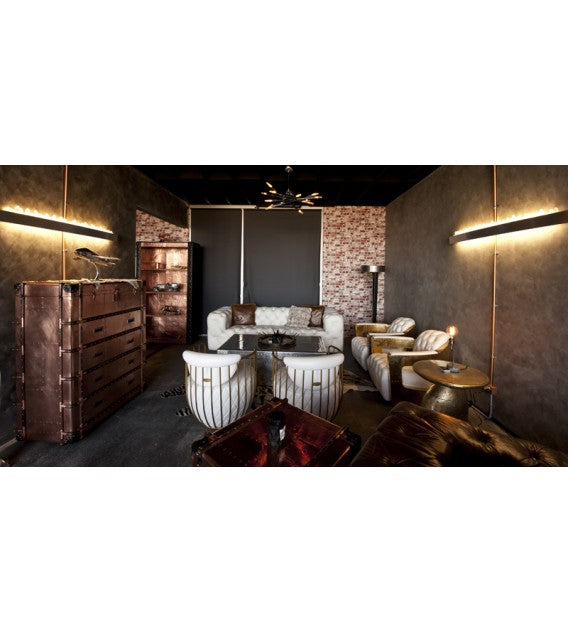 Bubble White Leather and Gold Metal Armchair - Ex Display, Cocolea, , ,