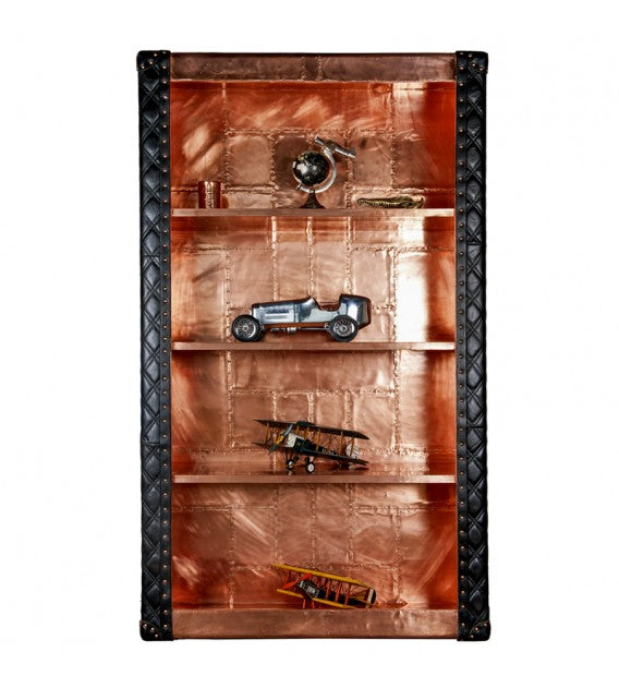 Piper Aztec Copper and Black Leather Bookshelf, Cocolea, , ,
