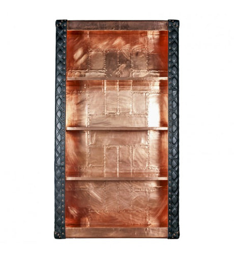 Piper Aztec Copper and Black Leather Bookshelf, Cocolea, , ,