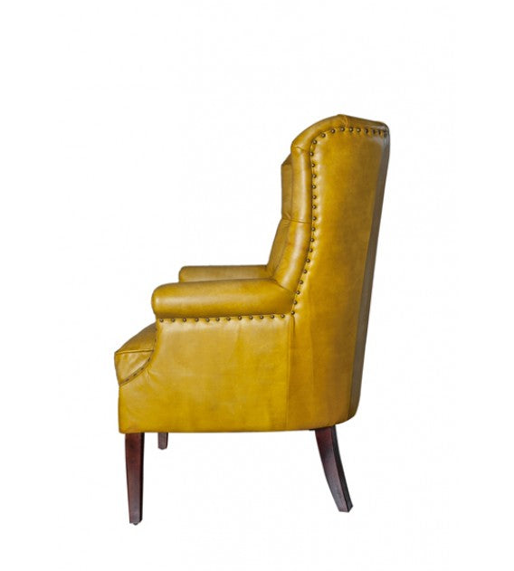 Chesti Mustard Chesterfield Leather Armchair, Cocolea, , ,
