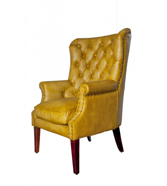 Chesti Mustard Chesterfield Leather Armchair, Cocolea, , ,