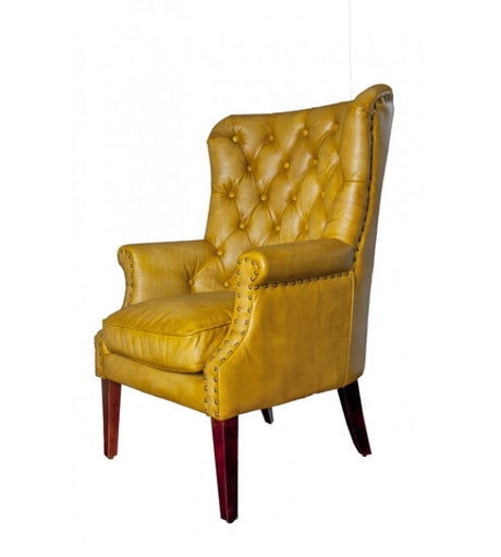 Chesti Mustard Chesterfield Leather Armchair, Cocolea, , ,