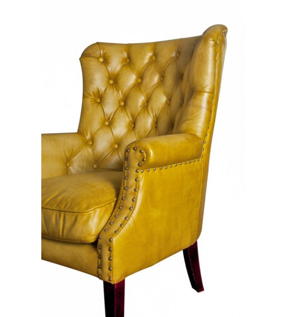 Chesti Mustard Chesterfield Leather Armchair, Cocolea, , ,