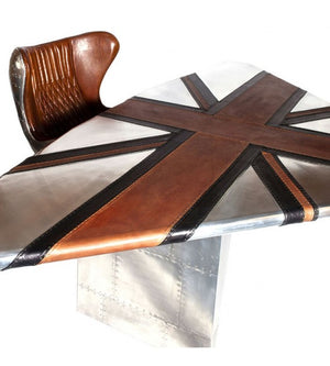 Stealth Wing Aluminium Brown and Black Leather Union Jack Table