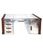 Piper Aztec Aluminium and Brown Leather Desk, Cocolea, , ,
