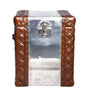 Piper Aztec Aluminium and Brown Leather Trunk Table, Cocolea, , ,